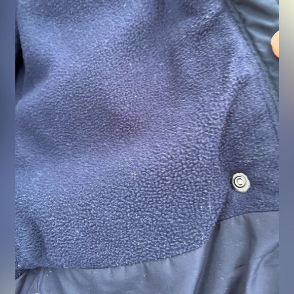 Baby Gap dark blue hooded coat,double breasted,ruched hemline,quilted pattern 3T - Picture 9 of 9